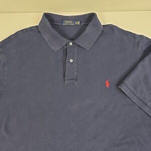 Polo Ralph Lauren Mens Polo Shirt Navy Blue Red Pony Short Sleeve Size 2XLT